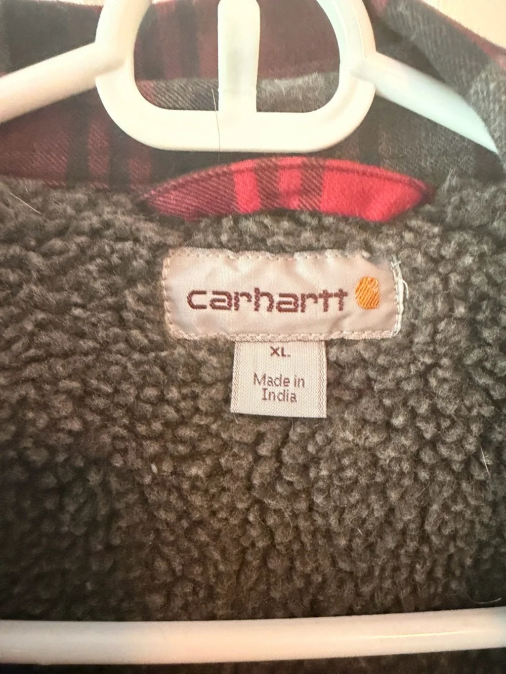 Carhartt Red & Gray Plaid Sherpa-Lined Shirt Jacket - Picture 3 of 3